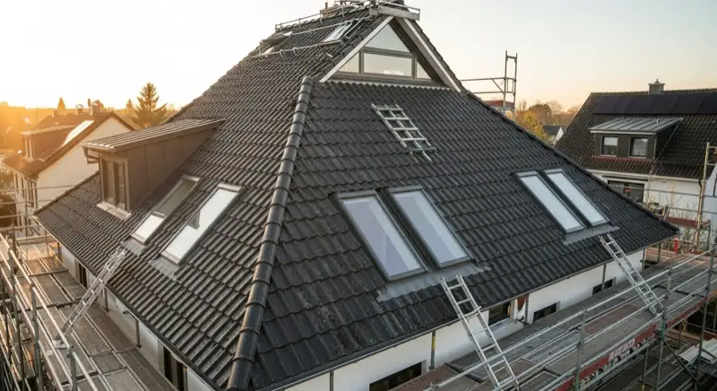 Dachflächenfenster auf gepflegtem Ziegeldach mit sauberem Anschluss für den Angebotsvergleich