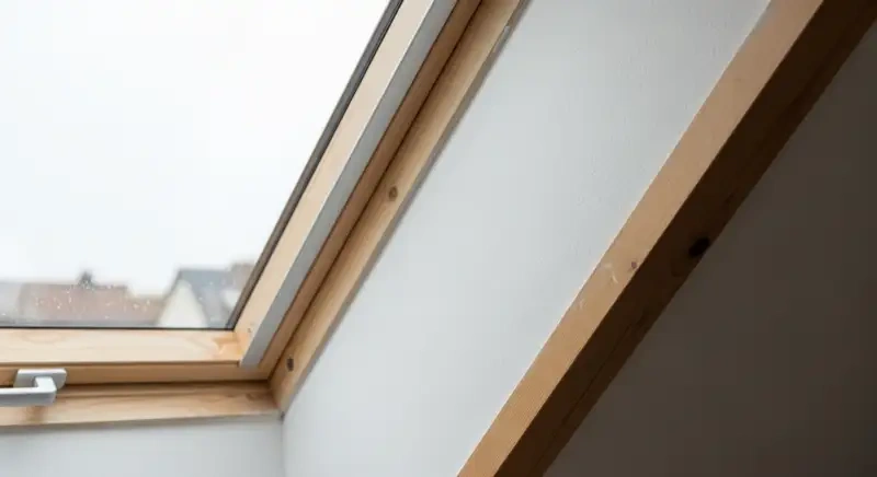 Dachfenster-Laibung mit Innenfutter als Detail fuer Austausch und Anschluss