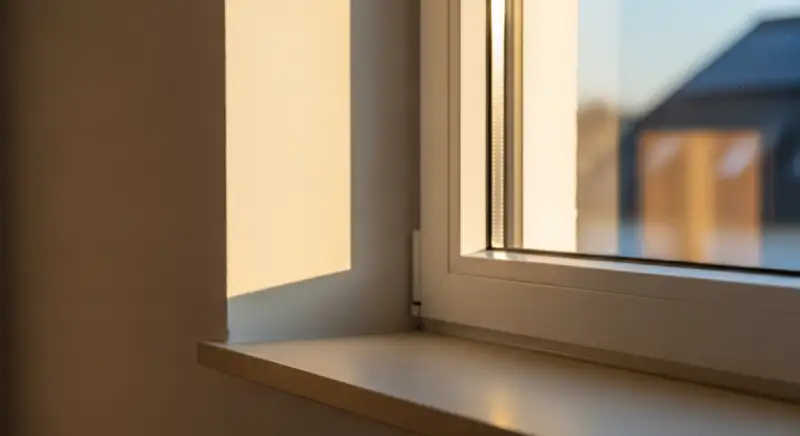 Modernes Fenster mit Dreifachverglasung und sauberer Laibung für die Förderberechnung