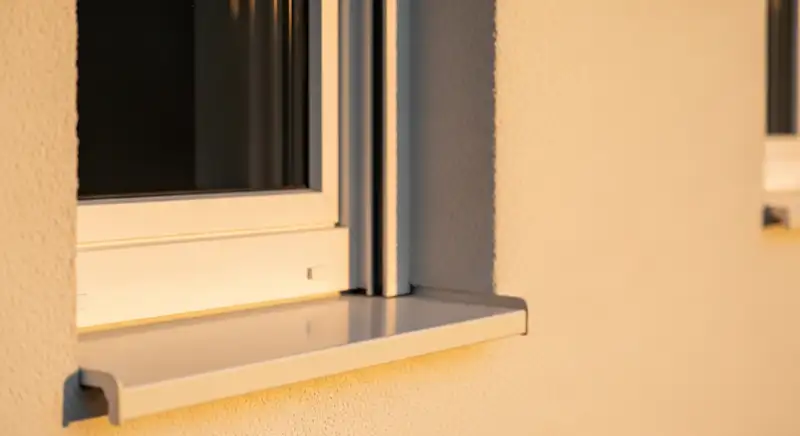Nahansicht eines modernen Fensters mit sauberem Rahmenprofil und dichter Laibung
