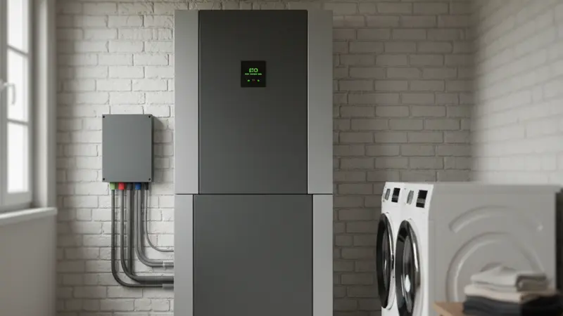 Batteriespeicher neben Solarwechselrichter in einem Bremer Keller