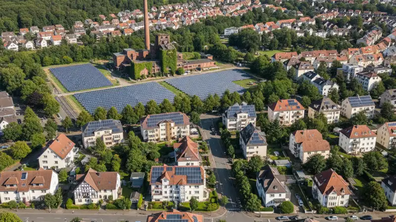 Panoramablick über Dortmunder Dächer mit Solaranlagen