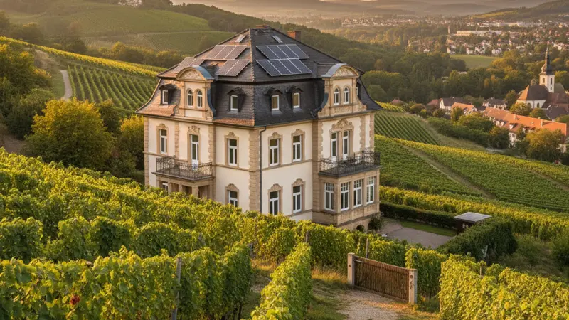 Solaranlage auf einer Dresdner Villa am Elbhang