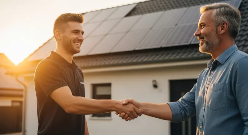 Handwerker beim Vertragsabschluss mit Kunden