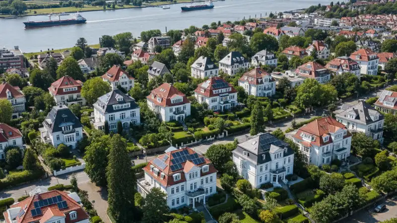 Solaranlage auf einem begrünten Flachdach in Hamburg