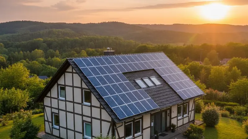 Solaranlage auf einem Einfamilienhaus in Bielefeld mit Blick auf den Teutoburger Wald