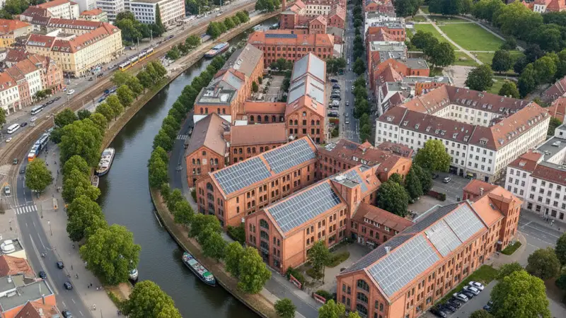 Solaranlage auf einem Gründerzeithaus in Leipzig-Plagwitz