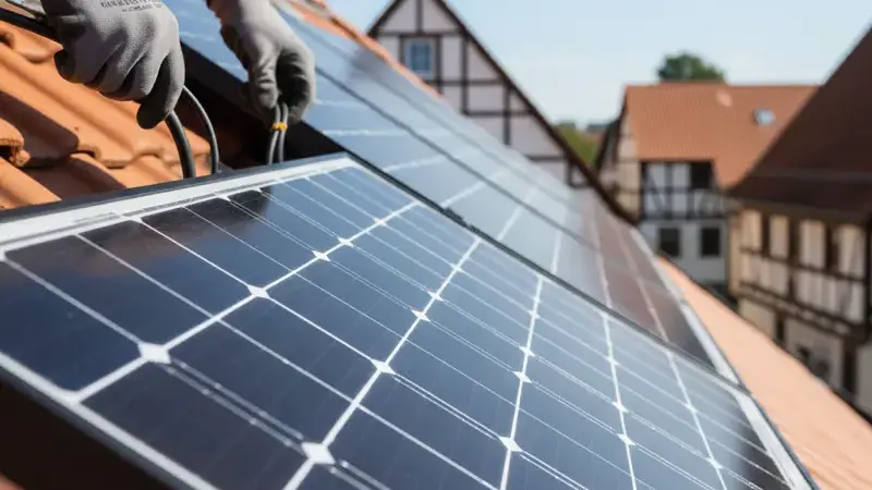 Installation einer Solaranlage auf einem Dach in Mannheim