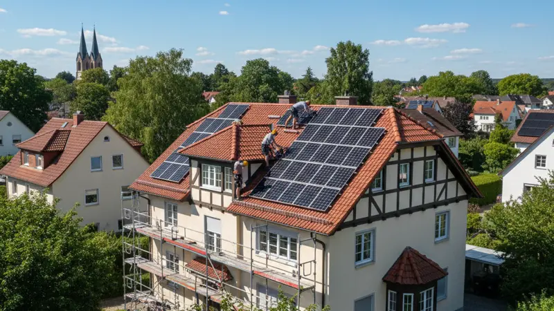 Montage und technische Absicherung einer Münchner Photovoltaikanlage