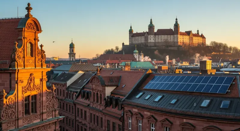 Nürnberger Dächer mit unterschiedlichen Verschattungssituationen