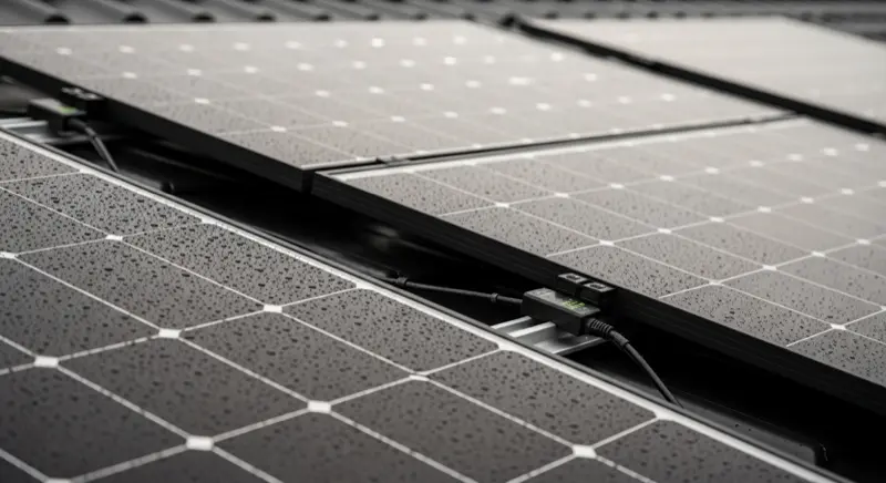 Detailaufnahme einer PV-Unterkonstruktion und Module in Nürnberg