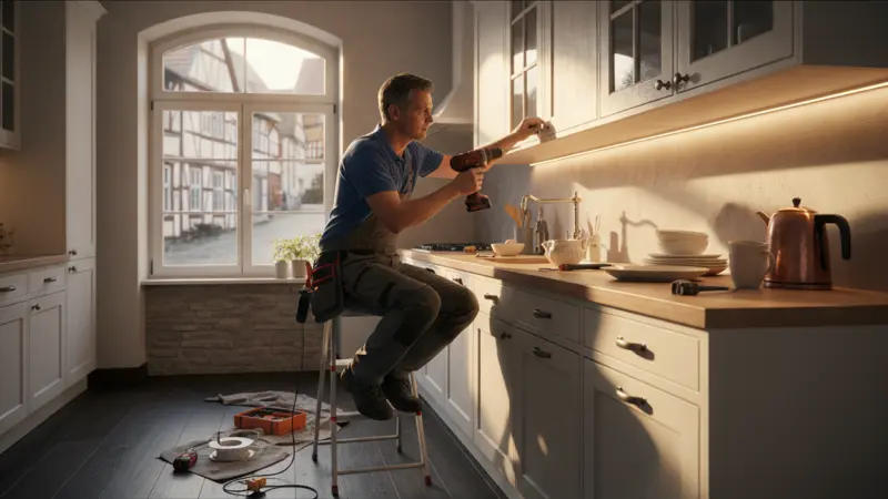 Montage einer LED-Unterbauleuchte unter einem Küchenschrank