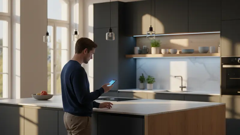 Smartphone-Steuerung der Küchenbeleuchtung per Smart-Home-App