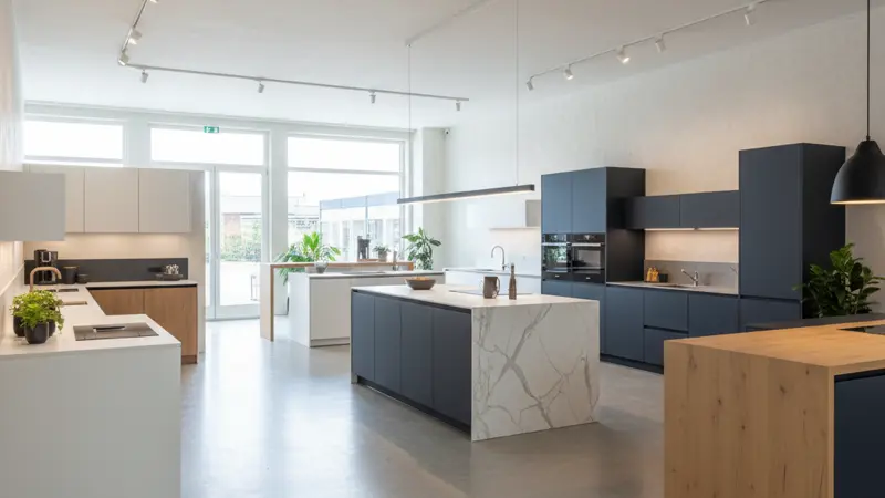 Nolte Küchen Showroom im Küchenstudio mit verschiedenen Ausstellungsküchen