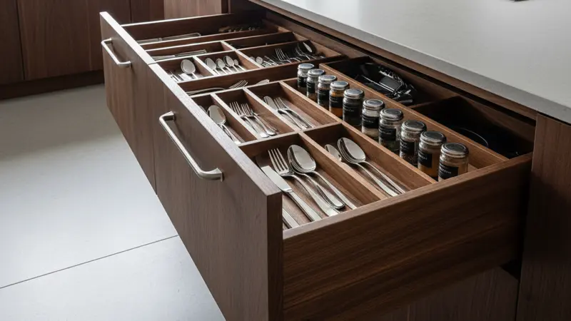 SieMatic Küche im Detail: Interior Design System mit Aluminium-Einsätzen und Eichenholz