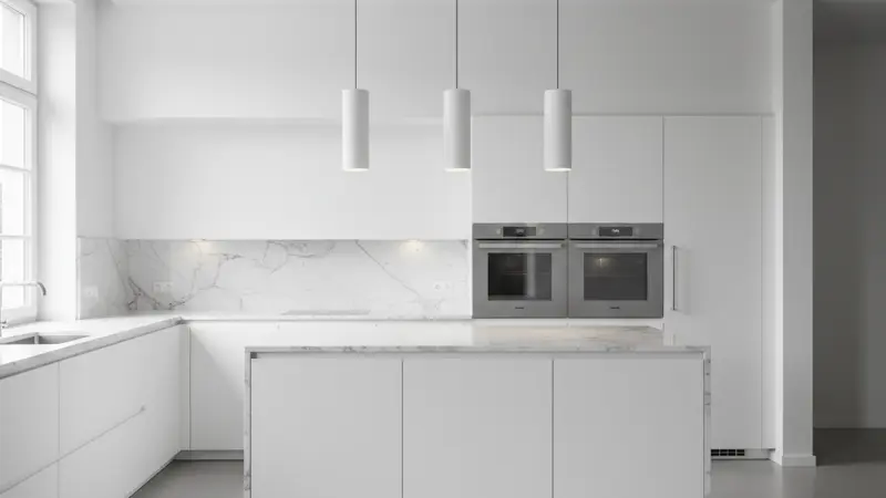 SieMatic Pure Küche mit grifflosen Fronten und minimalistischem Design in hellem Raum