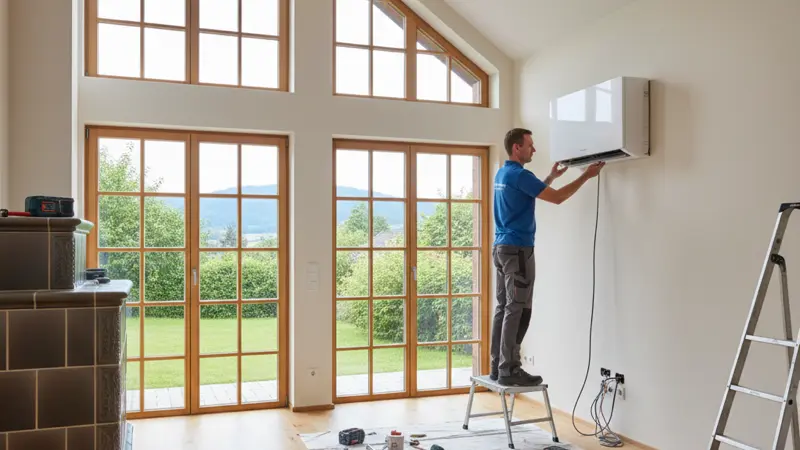 Fachbetrieb installiert Luft-Luft-Wärmepumpe