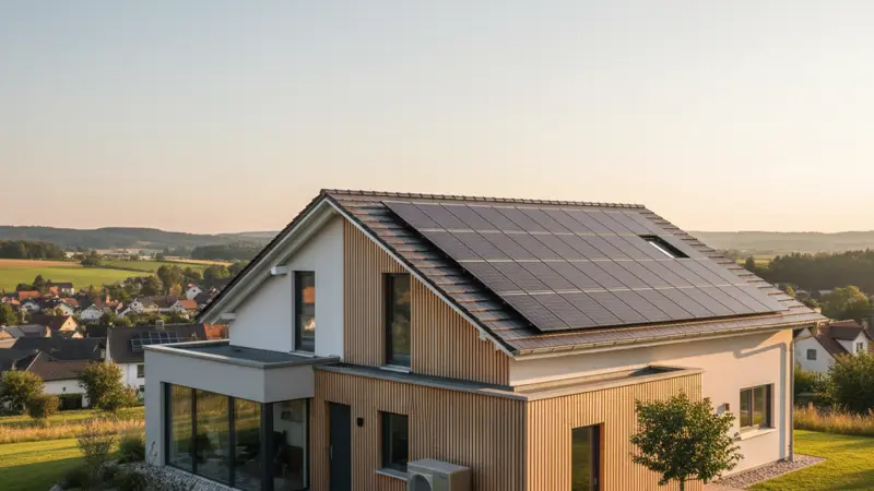 Einfamilienhaus mit Solaranlage und Wärmepumpe
