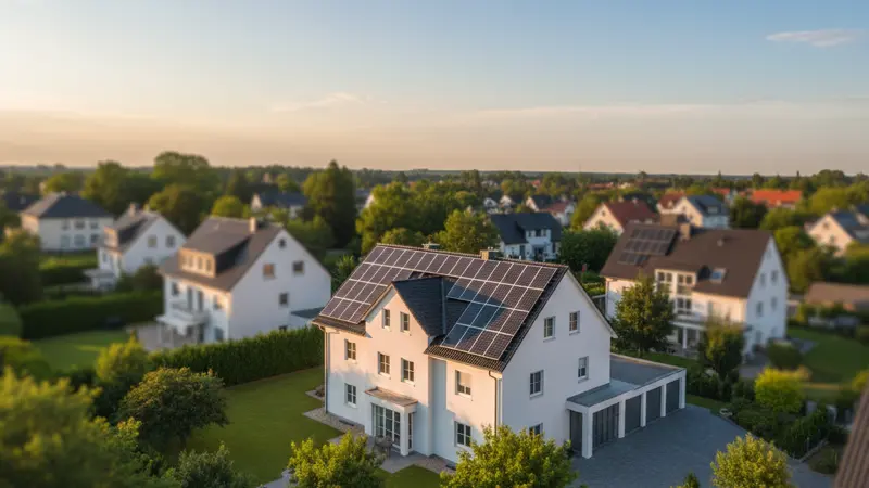 Ost-West-Solaranlage auf einem deutschen Einfamilienhaus