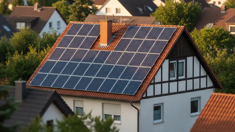 Verschattung durch Schornstein auf Solarmodulen