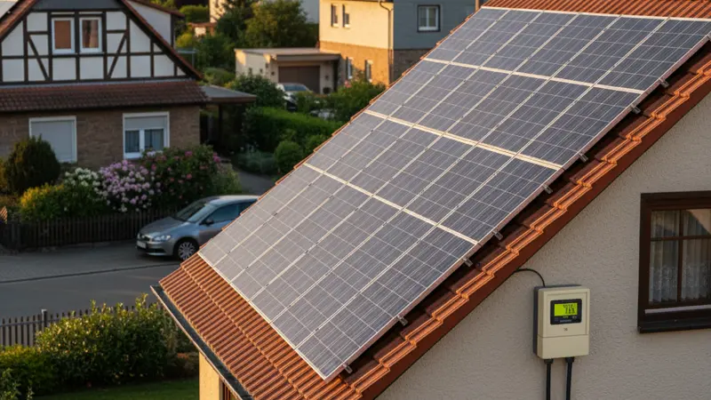 Solaranlage mit Smart Meter für die Einspeisevergütung ins öffentliche Stromnetz
