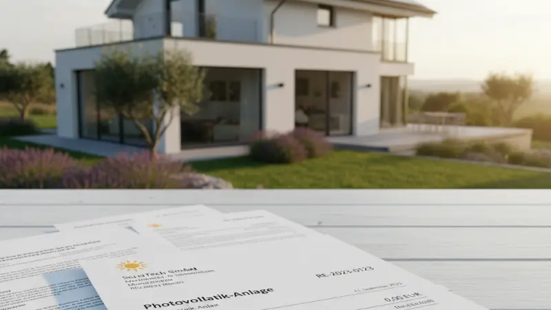 Rechnung einer Photovoltaikanlage mit 0 Prozent Umsatzsteuer dank Nullsteuersatz