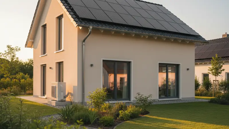 Fertig saniertes deutsches Einfamilienhaus mit Wärmepumpe, Solaranlage und gedämmter Fassade