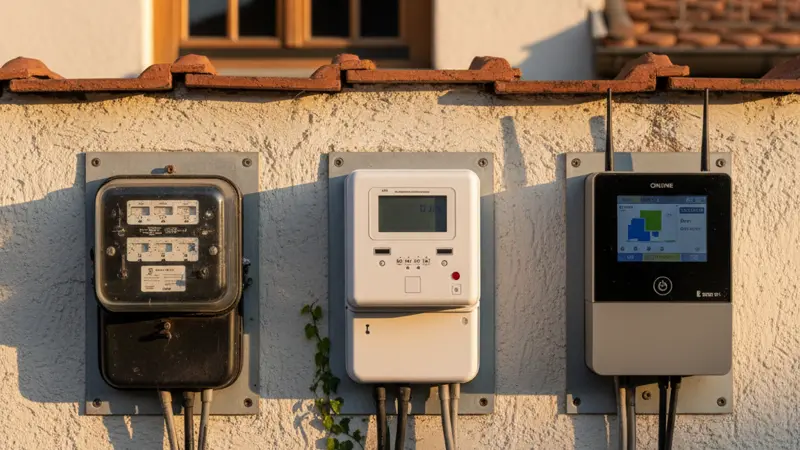 Vergleich: Analoger Ferraris-Zähler, digitale moderne Messeinrichtung und intelligentes Messsystem mit Smart Meter Gateway