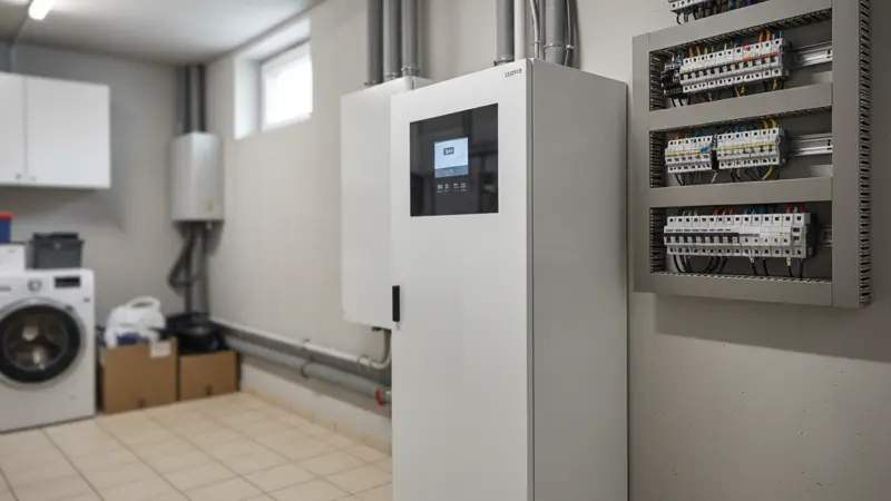 Batteriespeicher im Technikraum eines Einfamilienhauses