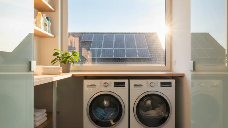 Waschmaschine und Trockner laufen mittags mit Solarstrom