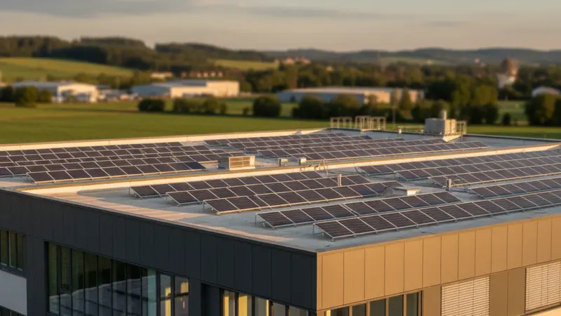 Solarmodule auf Flachdach in Ost-West-Aufständerung