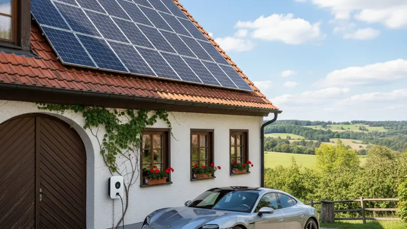 Wallbox und Speicher im Neubau mit Solaranlage