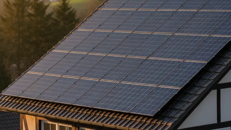 Moderne TopCon Solarmodule auf einem Dach