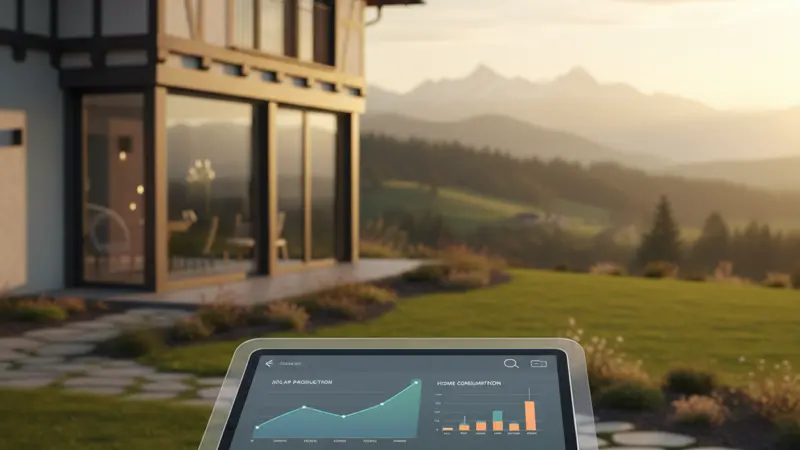 Smart-Home-Display zeigt Solarproduktion und Batterieladezustand an