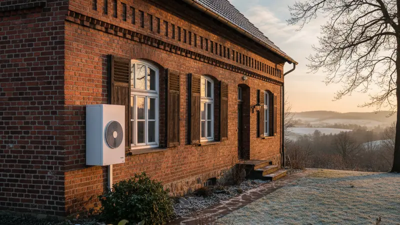 Viessmann Wärmepumpe an einem deutschen Altbau installiert