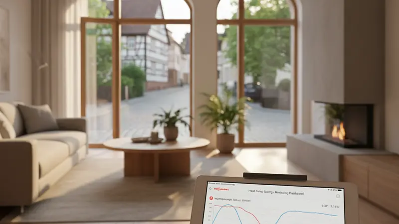 ViCare App auf Tablet zeigt Energiemonitoring der Viessmann Wärmepumpe