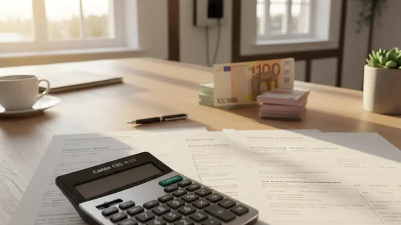 Moderne Wallbox an einer Hauswand mit angeschlossenem Elektroauto in einer Garage