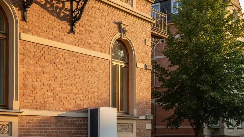 Altbau-Sanierung mit moderner Luft-Wasser-Wärmepumpe und traditioneller Fassade