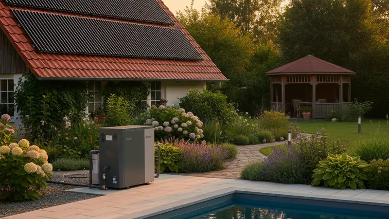 Vergleich verschiedener Pool-Heizsysteme: Solarabsorber und Wärmepumpe