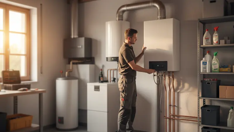 Fachhandwerker installiert Stiebel Eltron Wärmepumpe