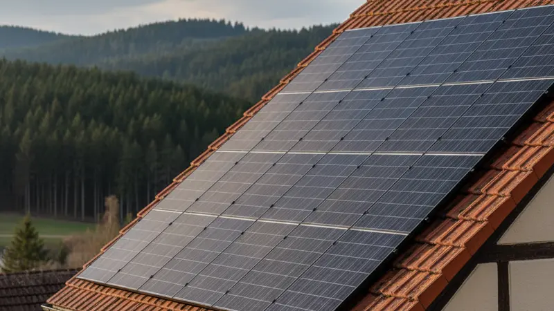 Solarmodule auf einem Stuttgarter Satteldach