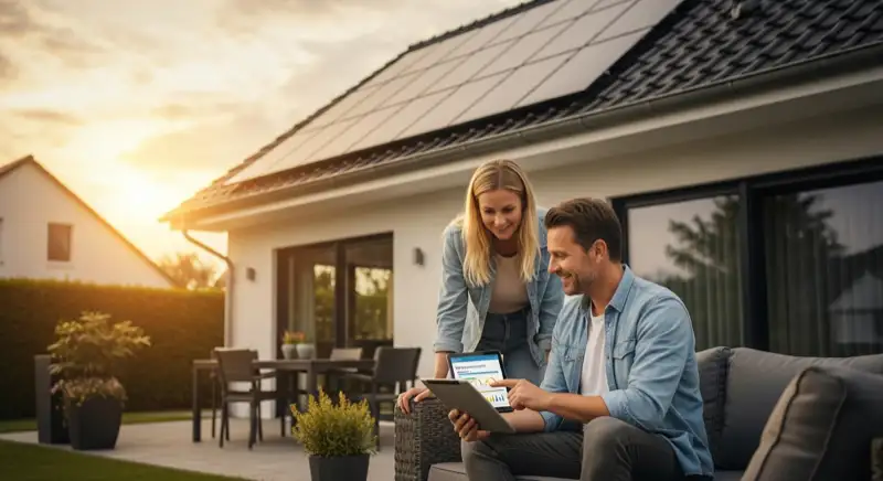 Energiemonitoring Dashboard einer Wolfsburger PV Anlage auf dem Tablet