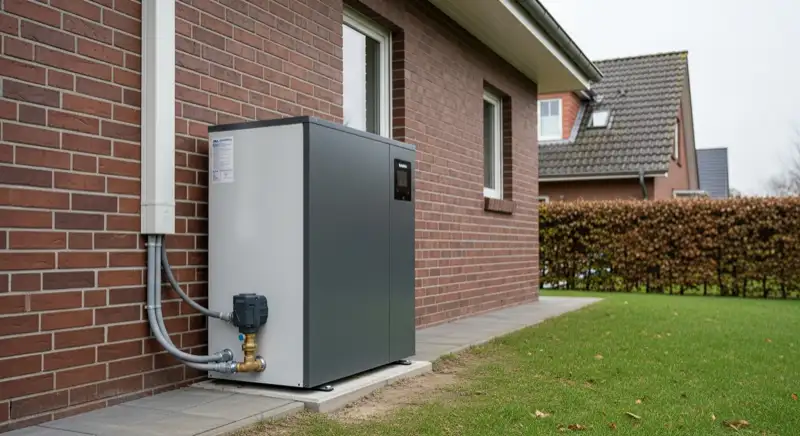 Erdwärmebohrung im Garten eines Hauses in Wolfsburg