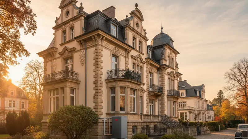 Gründerzeitvilla in Bonn-Bad Godesberg mit moderner Wärmepumpenanlage im Garten