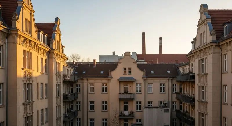 Saniertes Gründerzeithaus in Leipzig-Schleußig mit dezent platzierter Wärmepumpe im Innenhof