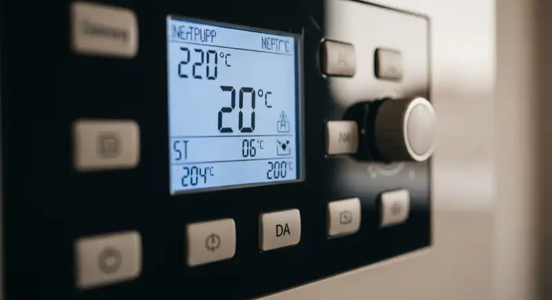 Smart-Home-Display mit Wärmepumpensteuerung in einem modernen Unnaer Wohnzimmer