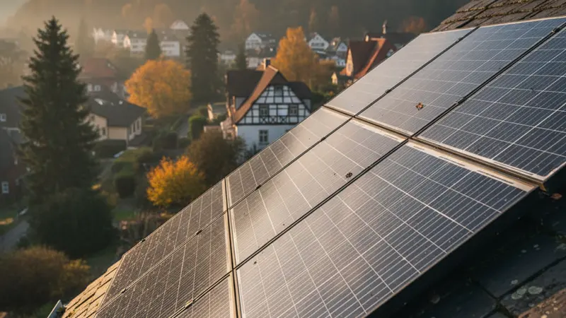 Solarmodule auf einem bergischen Schieferhaus in Wuppertal