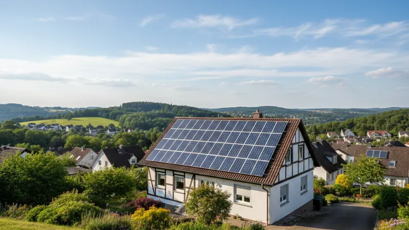 Montage einer Solaranlage auf einem Wuppertaler Einfamilienhaus