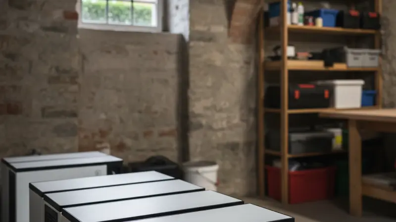 Batteriespeicher neben einer Solaranlage in einem Wuppertaler Keller