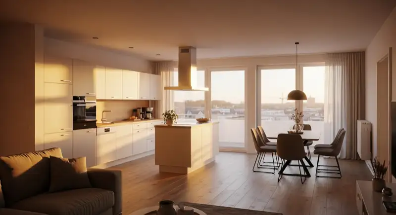 Offene Wohnküche mit Kochinsel in Erfurt